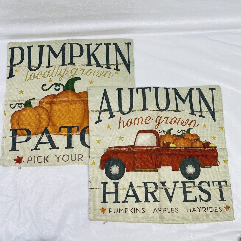 Fall Autumn Cotton Linen Throw Pillow Cases 17x17